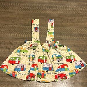 (3/$15) Girls 2T boutique camping overall dress